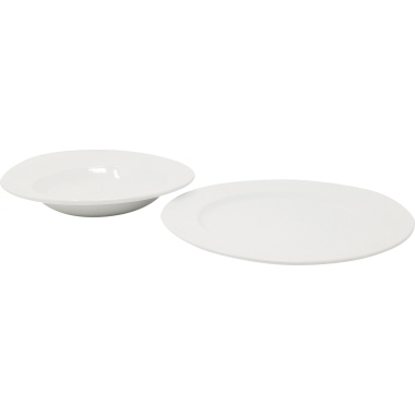 Geschirr-Set Porzellan 36-teilig weiß je 18 Teller Ø25,5cm u Teller tief Ø23cm