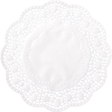 Tortenspitzen rund 24cm 40g weiß Dekor Rose, Lebensmittelecht