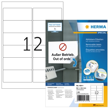 Etikett Herma 10311 99,1x42,3mm weiß movable