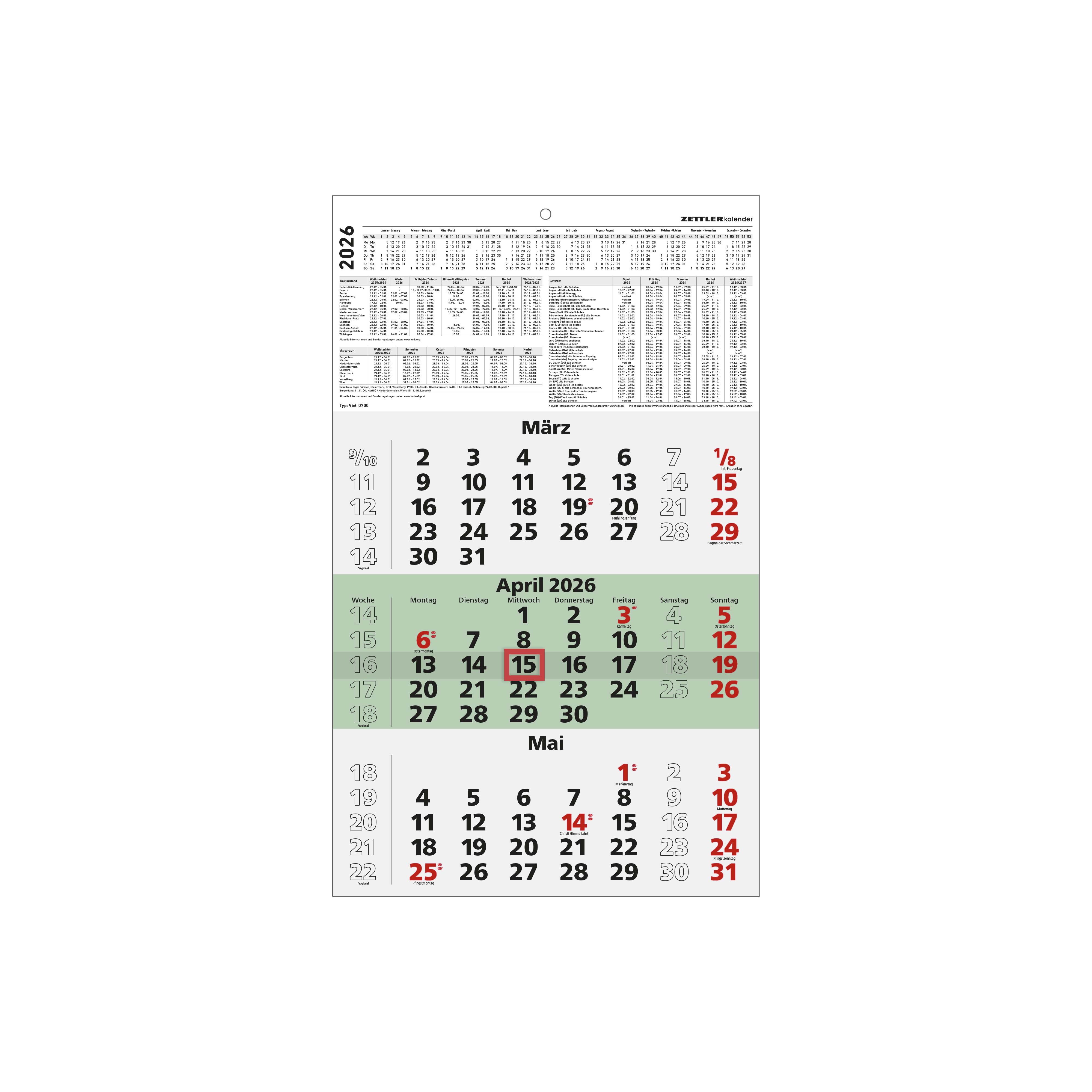 Dreimonatskalender Zettler 956 UWS 