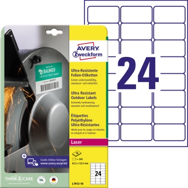 Etikett Avery Zweckform L7912-10 63,5x33,9mm weiß 240 St.