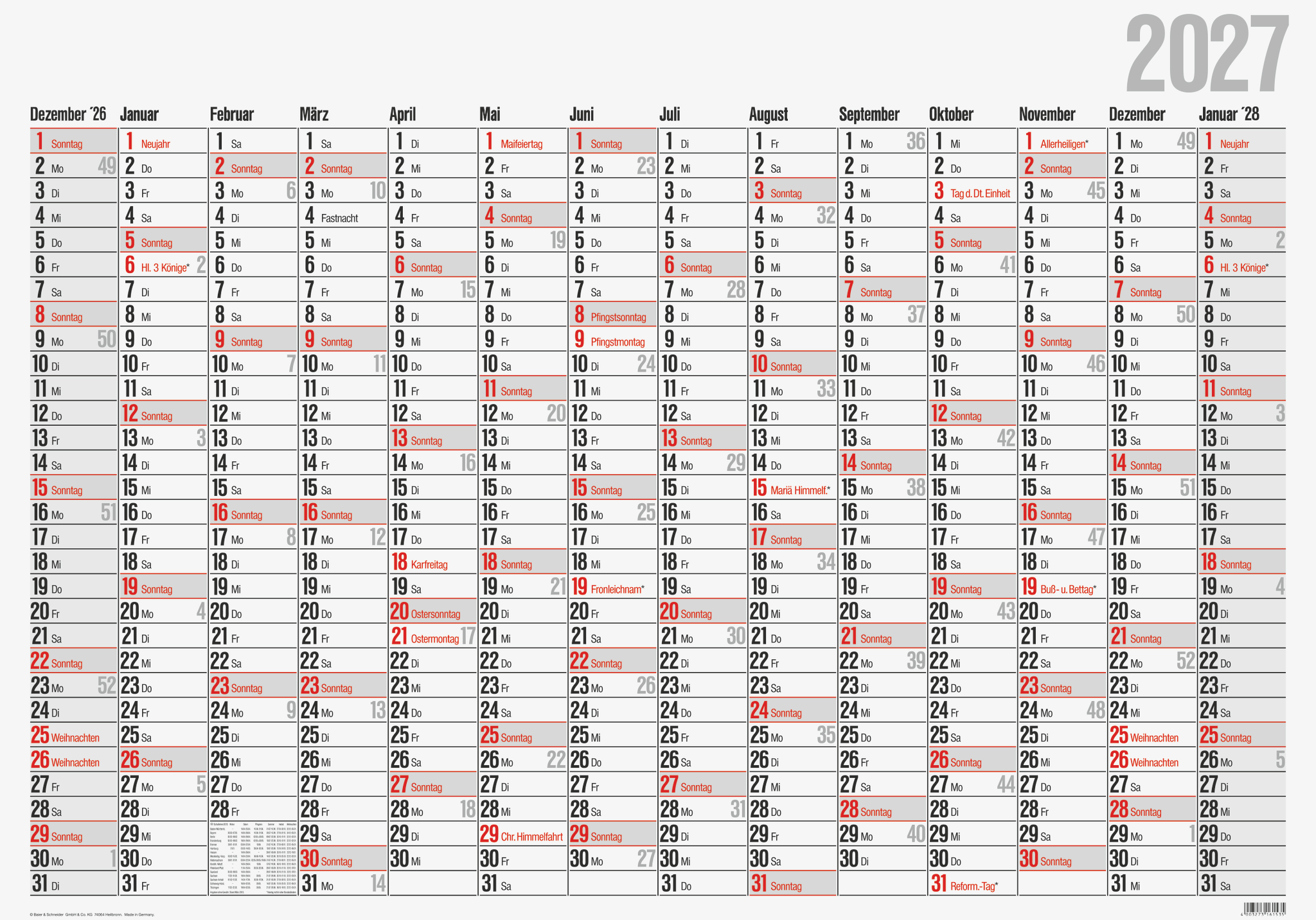 Plakatkalender 5044312 98x68,5 cm 