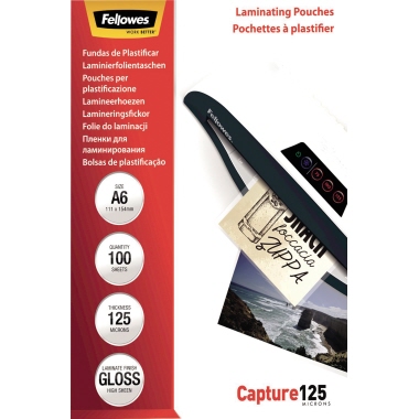 Folientasche FELLOWES A6 105X148mm 125my glänzend 100 St/Pack Capture