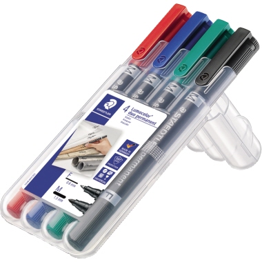 Permanentmarker Staedtler duo 4er Etui Lumocolor, Zweispitzmarker