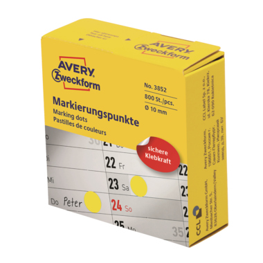 Etikett Avery Zweckform 3852 Ø-10mm gelb Markierungspunkte 800 St.