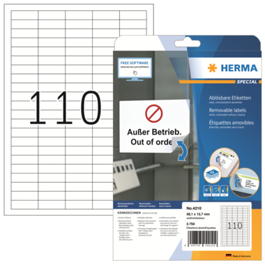 Etikett Herma 4210 38,1x12,7mm weiß Inkjet-, Laser- U. Kopier, Ablösbar,