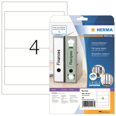 Rückenschild Herma 5123 PC weiß 192x59mm