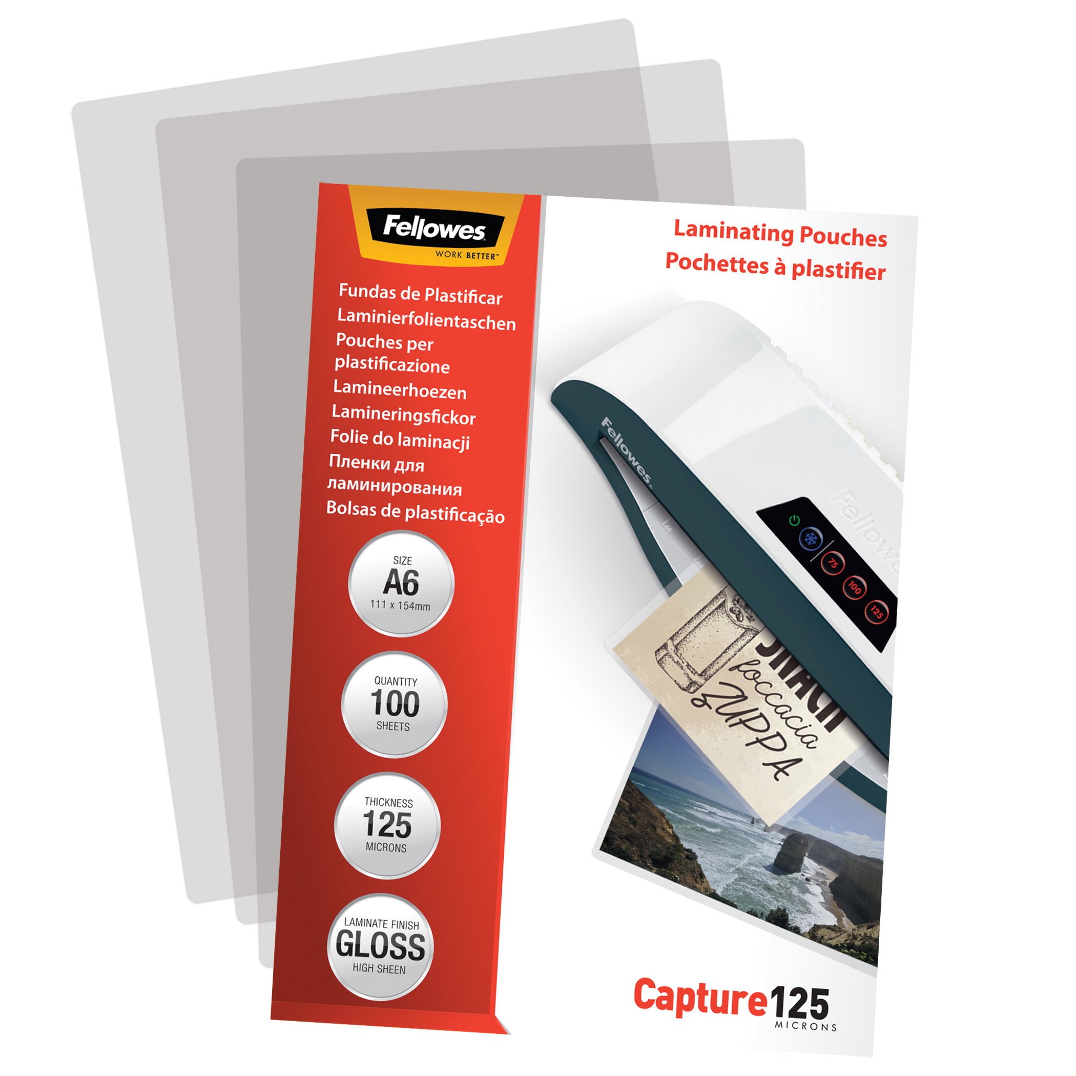 Folientasche FELLOWES A6 105X148mm 125my glänzend 100 St/Pack Capture