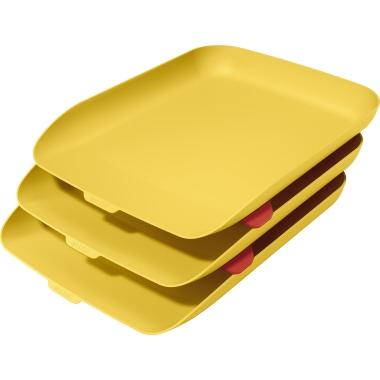 Briefkorb Leitz 5358 A4 warm gelb 3er Cosy (3 Briefkörbe + 2 Stapelelemente)