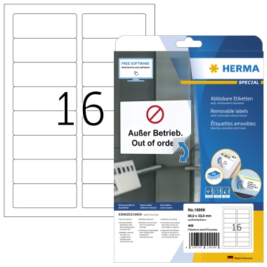 Etikett Herma 10009 88,9x33,8 weiß Movables