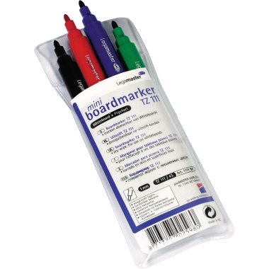 Boardmarker Legamaster TZ111 Mini 4er Schwarz, Rot, Blau, Grün, 1mm, Rundspitz