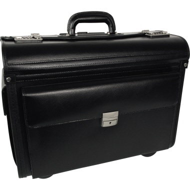 Pilotenkoffer Soe 5174 Leipzig Leder sw Schwarz, AUßENMAßE: 48,5x39,5x26cm, Zahl