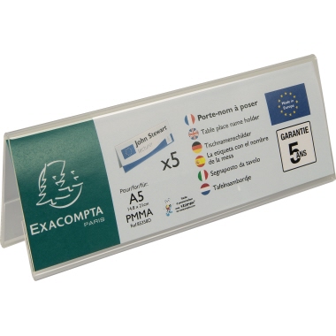 Tischnamensschild Exacompta 85358D 5 St. kristallklar, 21x6x17cm