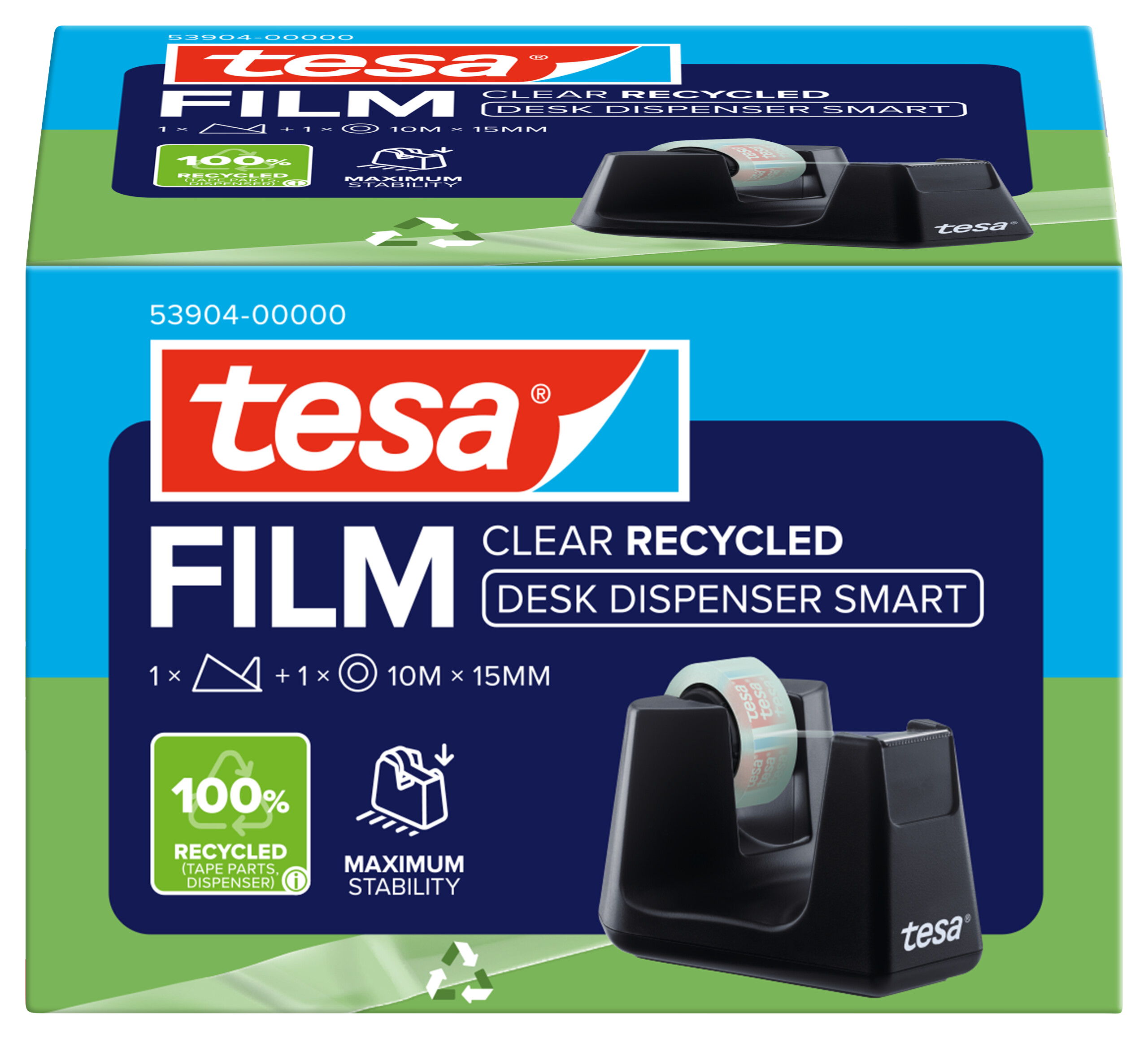 Tischabroller Tesa 53904 Smart ecoLogo Inkl. Film® Eco & Clear 10m:15mm