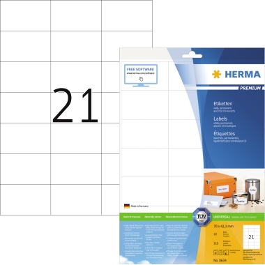 Etikett Herma 8634 70x42,3mm weiß 