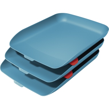Briefkorb Leitz 5358 A4 saft blau 3er Cosy (3 Briefkörbe + 2 Stapelelemente)