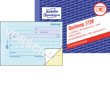 Quittung Zweckf. 1736 A6 quer SD 2x40bl., Inkl. Mwst.