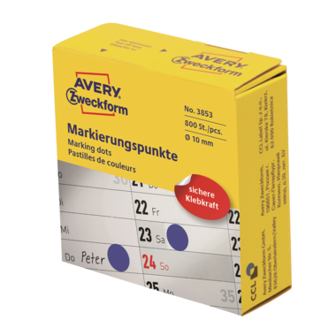 Etikett Avery Zweckform 3853 Ø-10mm blau Markierungspunkte 800 St.