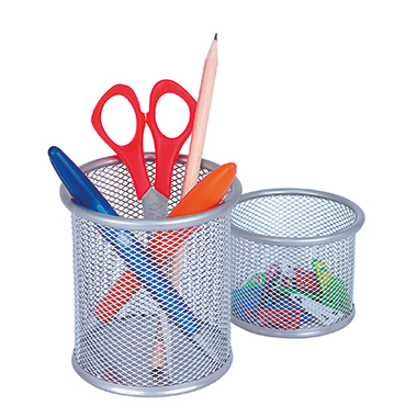 Stifteköcher-Set Wedo 65454 2tlg silber 1 Köcher Durchm. 10cm, 8,5cm Hoch,1 Köch