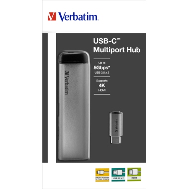 USB-C HUB Verbatim 2x USB 3.0 1x HDMI Power Charge