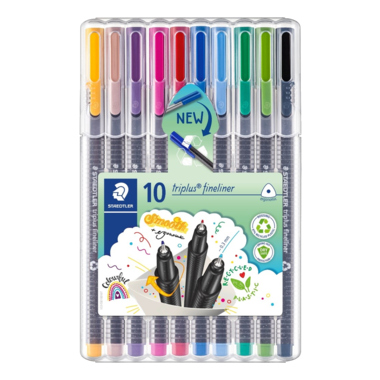 Fineliner Staedtler Triplus 334 10erEtui Box, Dreikan Fineliner Staedtler Triplus 334 10erEtui Box, Dreikan