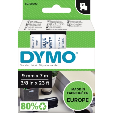 Schriftband Dymo 40914 weiß/blau Breite 9 Mm, Länge 7 M