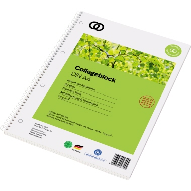 Collegeblock SOE 111122702 A4 kariert recycling, 80 Blatt, 70g