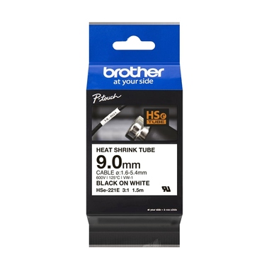 Schrumpfschlauch Brother HSE221E schwarz/weiß 9mm x 1,5m