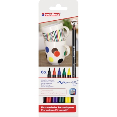 Porzellanmarker edding 4200 6er Etui sortiert 1-4mm Pinselstift