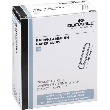 Briefklammern Durable 1224 50mm verzinkt 