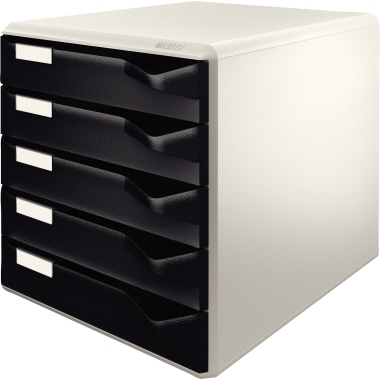 Postset Leitz 5280 schwarz Gehäuse Grau, Mit 5 Schubladen