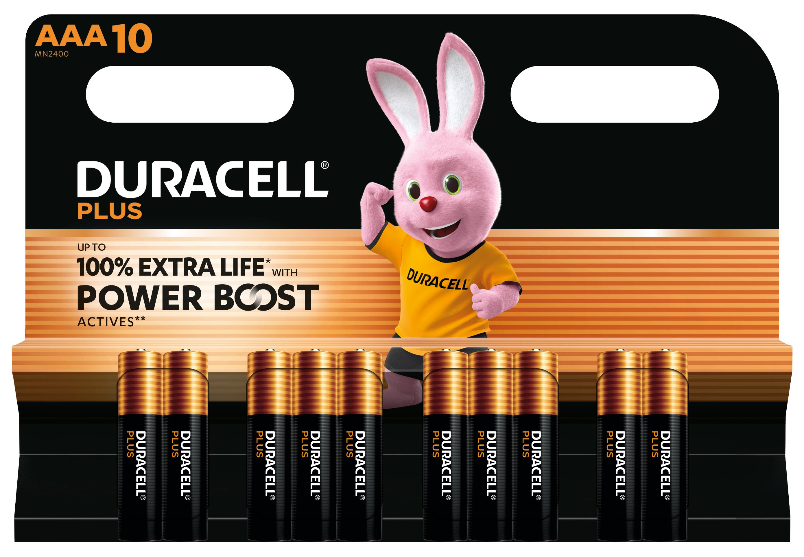 Batterie Duracell LR03 Micro 1,5V 10er Alkali-Mangan AAA Power Boost 