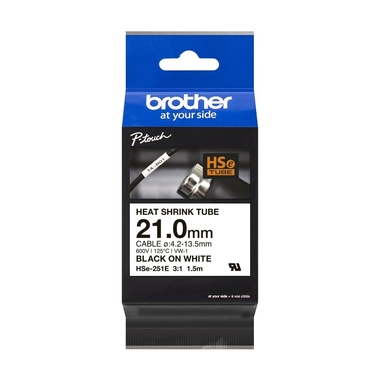 Schrumpfschlauch Brother HSE251E schwarz/weiß 21mm x 1,5m