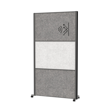 Stellwand MAULconnecto weiß/dklgrau/silb 100x182, mit Rollen, 9602189