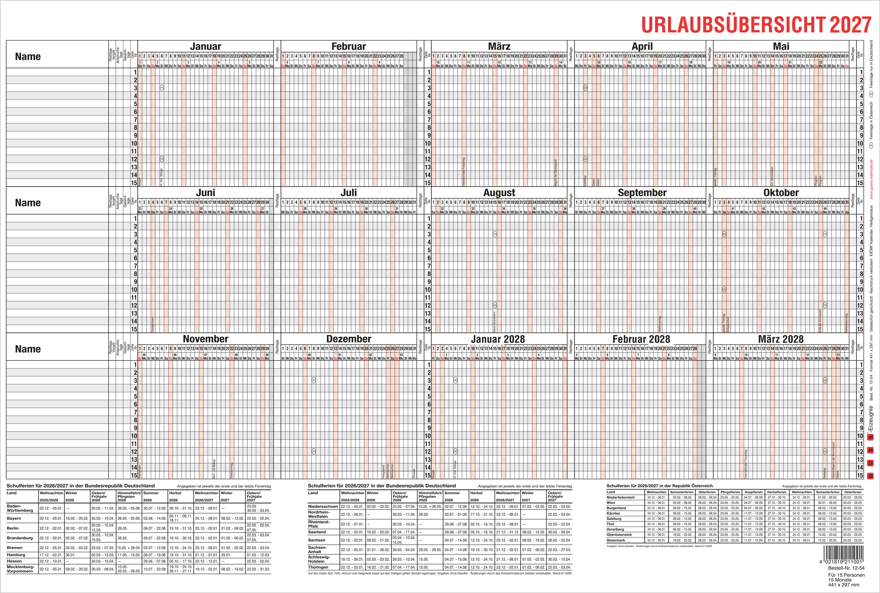 Urlaubsübersicht Güss 12-54 
