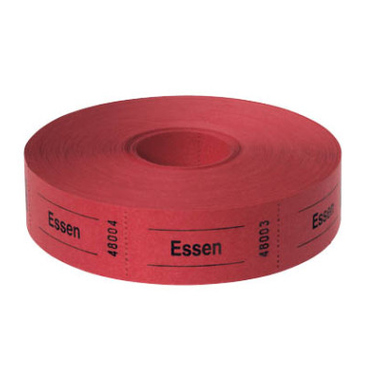 Gutscheinrolle "Essen" 57x30mm rot Abriss-Rolle, Papier, 1.000 Abrisse