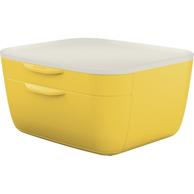Schubladenbox Leitz 5357 warm gelb 2er Cosy 1kl+1gr Schubl. 27,5x14,5x25cm