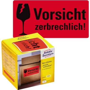 Versandzettel Zweck. 7211 selbstkl. 100X50mm, Vorsicht Zerbrechlich!