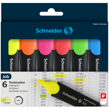 Textmarker Schneider neon 6er Etui 