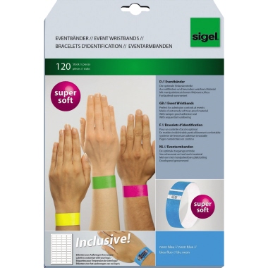 Eventband Sigel EB211 neon blau 255x25mm Inkl. Etikett