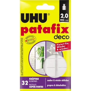 Klebepads Uhu patafix kräftig 47910 weiß 