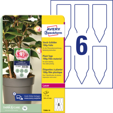 Steckschilder Zweckf. T3006-10 128x47mm Folie 190my, weiß