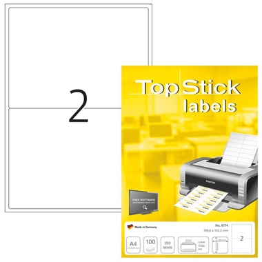 Etikett 8774 199,6x143,5mm weiß Topstick, Ecken Abgerundet