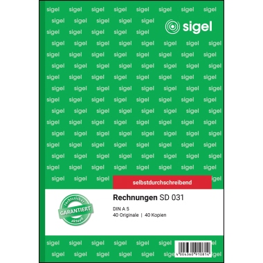 Rechnungsbuch SIGEL SD31 A5 2x40 Blatt 