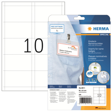 Namensschild Herma 9011 90x54mm weiß 