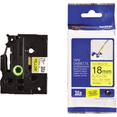 Schriftband Brother TZe-FX641 schwarz/gelb 18mm x 8m