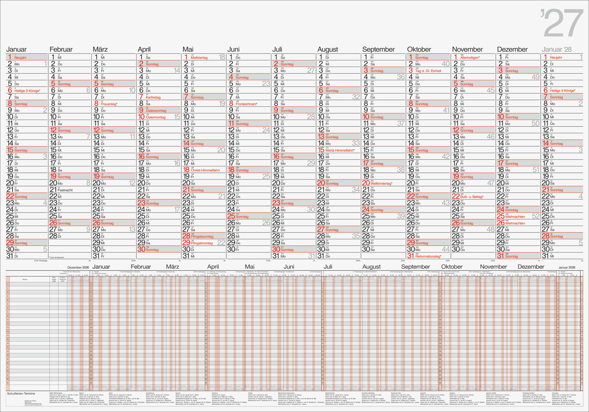 Plakatkalender rido 7033710 98 x 68,5 cm 