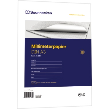 Millimeterblock Soennecken 1233 A3 Bücherpapier, rot, 50Bl