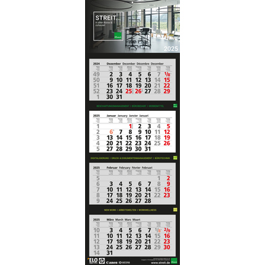 4-Monatskalender STREIT 33X90,5cm 4-sprachig: D/gb/f/ned