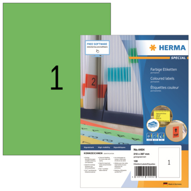 Etikett Herma 4404 210x297mm grün Papier, Matt, Inkjet-, Laser- U. Kopiere